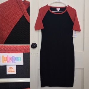 LulaRoe Julia Black & Red Raglan Dress